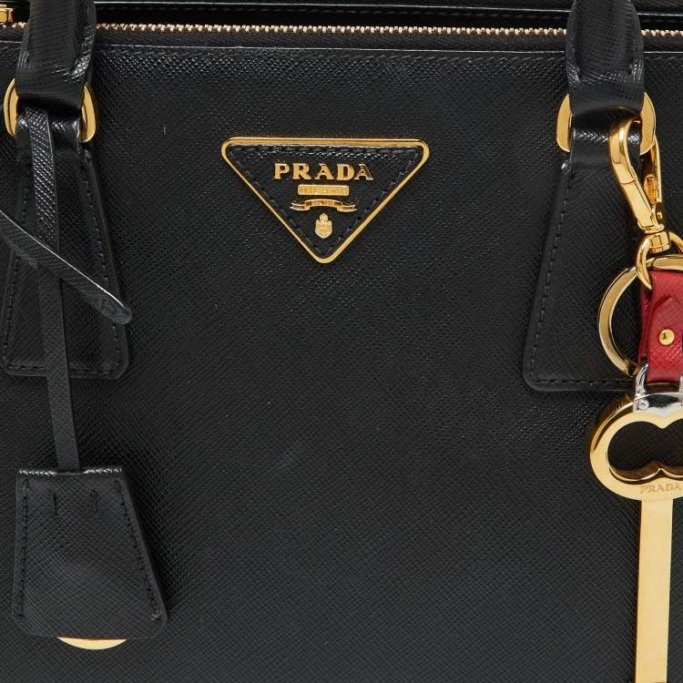 Pre Owned Prada Black Saffiano Leather Medium Galleria Tote