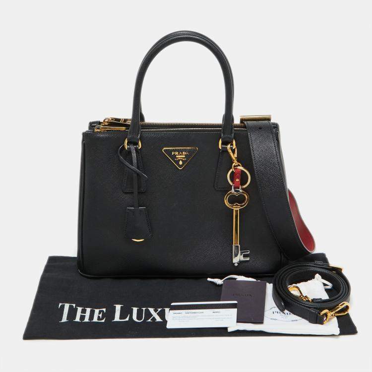 Pre Owned Prada Black Saffiano Leather Medium Galleria Tote