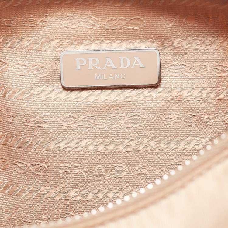 Pre Owned Prada Beige Nylon Re-Edition 2005 Baguette Bag
