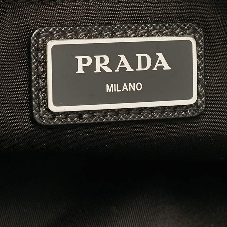 Pre Owned Prada Black Nylon Triangle Logo Front Pocket Belt Bag