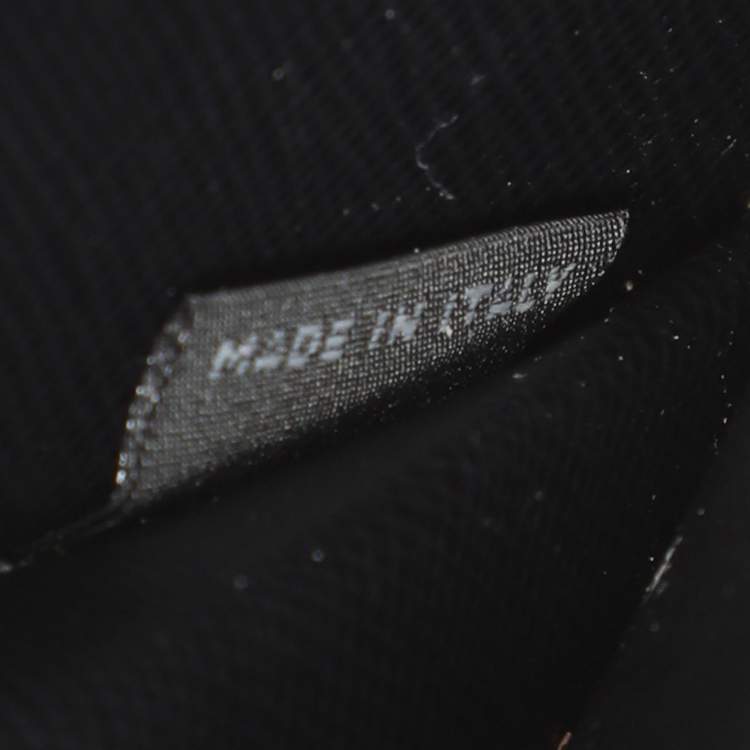 Pre Owned Prada Black Saffiano Lux Leather Oro Chain Wallet On chain