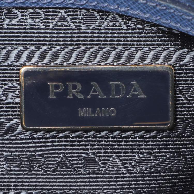 Pre Owned Prada Blue Saffiano Lux Leather Small Promenade Crossbody Bag