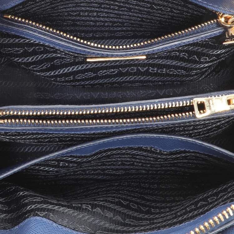 Pre Owned Prada Blue Saffiano Lux Leather Small Promenade Crossbody Bag