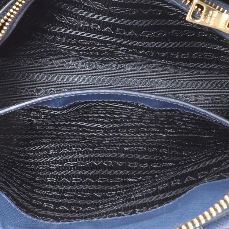 Pre Owned Prada Blue Saffiano Lux Leather Small Promenade Crossbody Bag