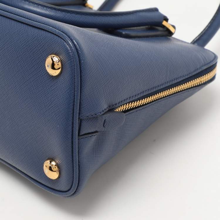 Pre Owned Prada Blue Saffiano Lux Leather Small Promenade Crossbody Bag