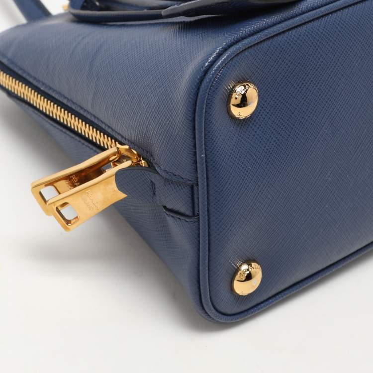 Pre Owned Prada Blue Saffiano Lux Leather Small Promenade Crossbody Bag