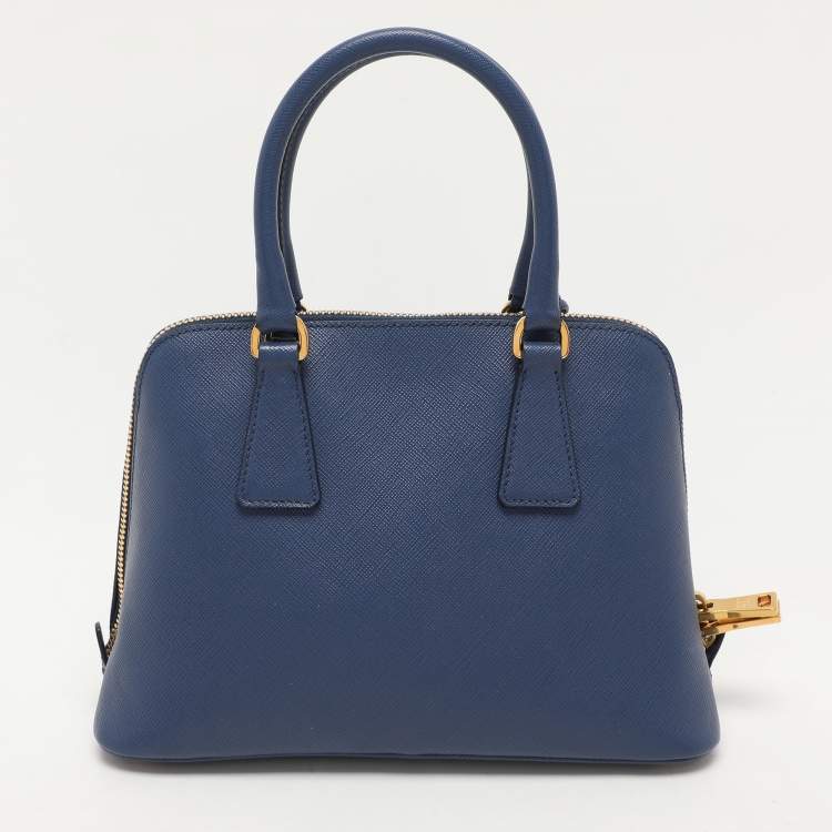 Pre Owned Prada Blue Saffiano Lux Leather Small Promenade Crossbody Bag