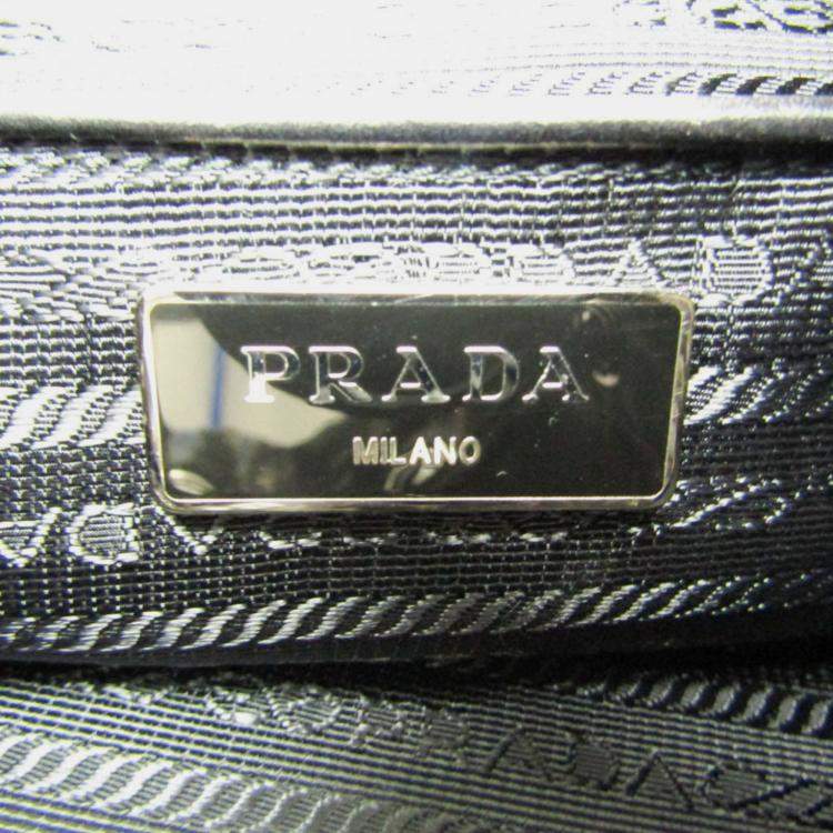 Pre Owned Prada Gray Khaki Brown Nylon Landscape Painting Backpack