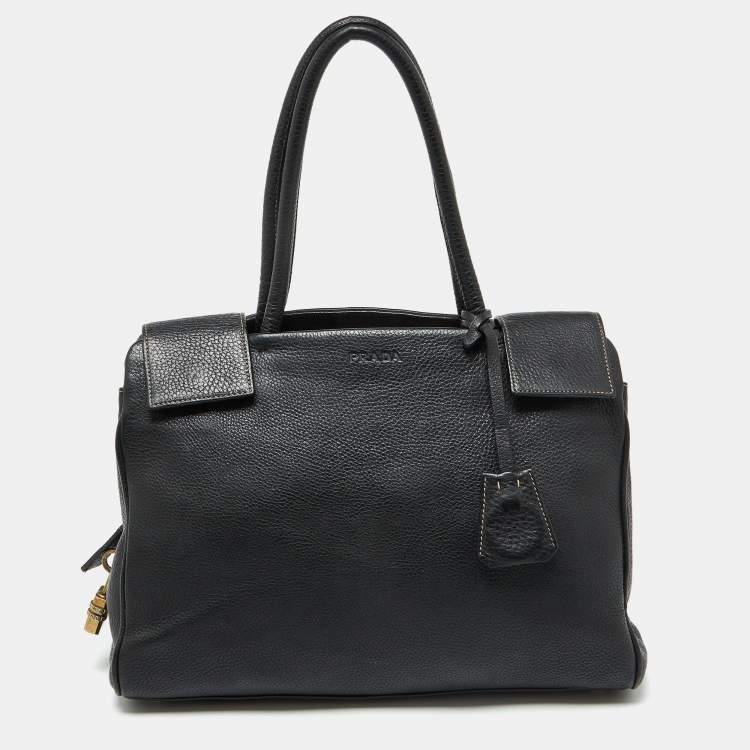 Pre Owned Prada Black Leather Vintage Satchel