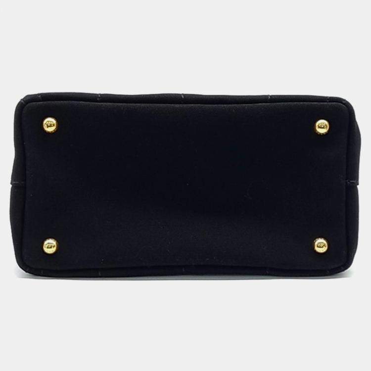 Pre Owned Prada Black Canvas Canapa Tote Bag