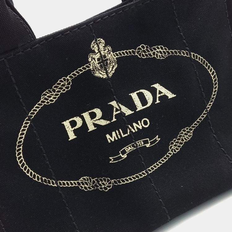 Pre Owned Prada Black Canvas Canapa Tote Bag