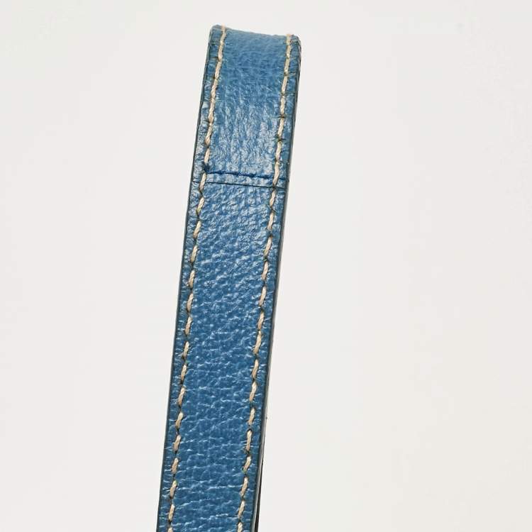 Pre Owned Prada Blue Cinghiale Leather Flap Shoulder Bag