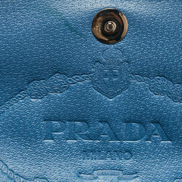Pre Owned Prada Blue Cinghiale Leather Flap Shoulder Bag