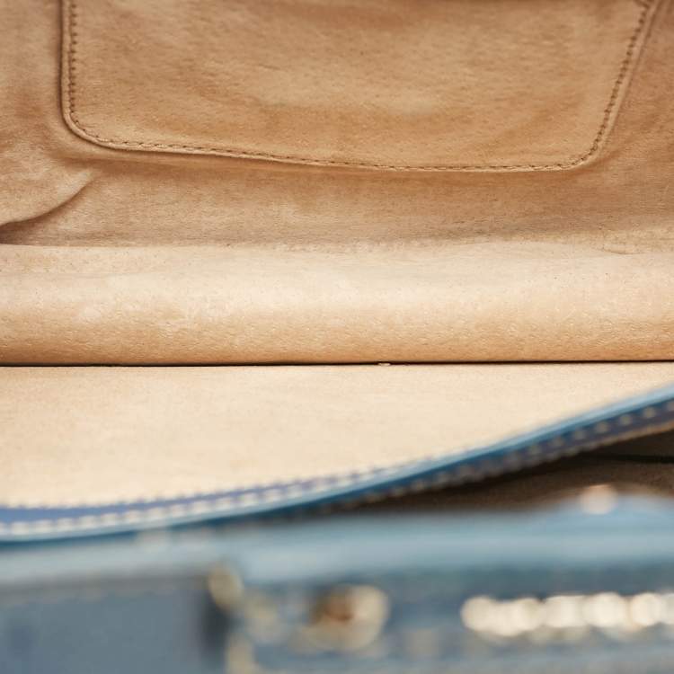 Pre Owned Prada Blue Cinghiale Leather Flap Shoulder Bag