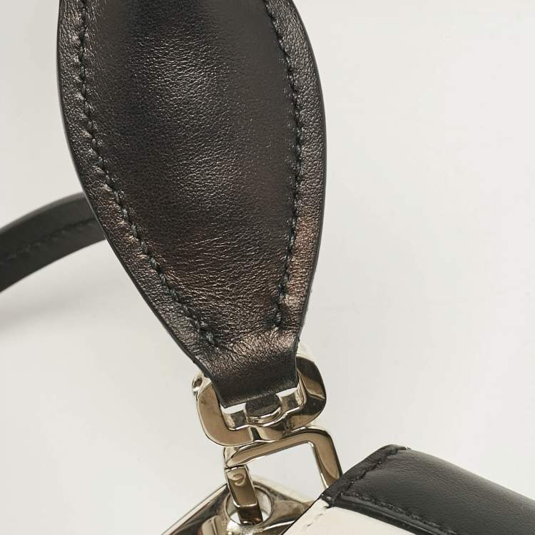 Pre Owned Prada Black/White Leather Sidonie Shoulder Bag
