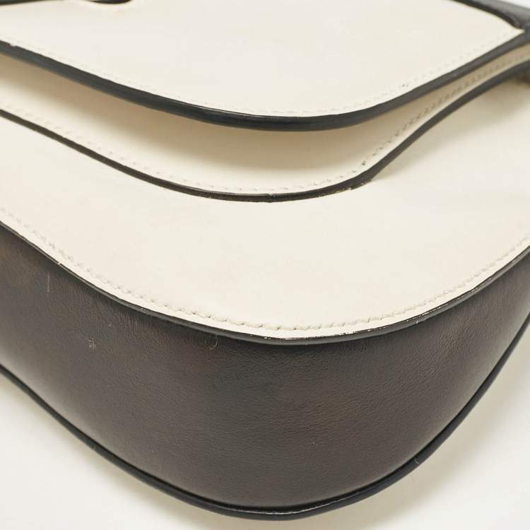 Pre Owned Prada Black/White Leather Sidonie Shoulder Bag
