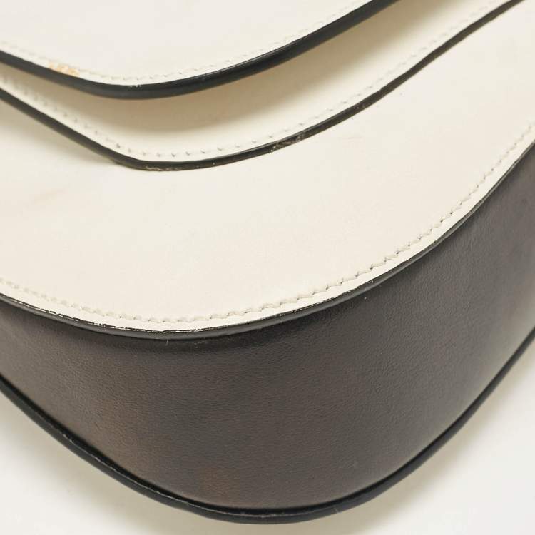 Pre Owned Prada Black/White Leather Sidonie Shoulder Bag