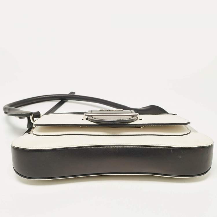 Pre Owned Prada Black/White Leather Sidonie Shoulder Bag