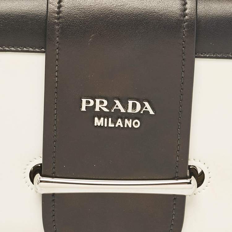 Pre Owned Prada Black/White Leather Sidonie Shoulder Bag