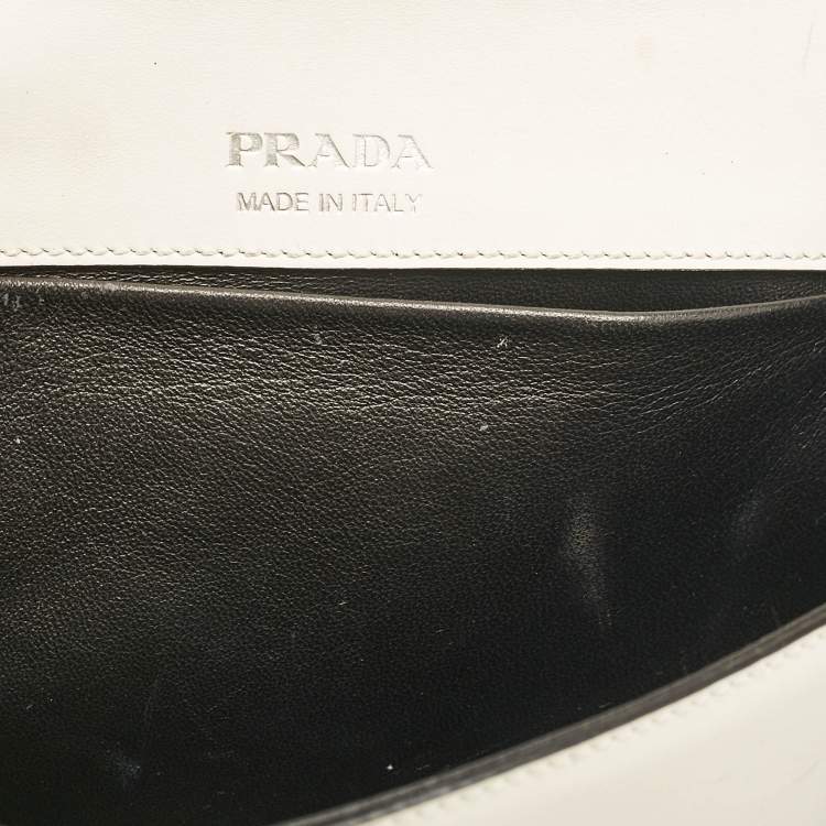 Pre Owned Prada Black/White Leather Sidonie Shoulder Bag