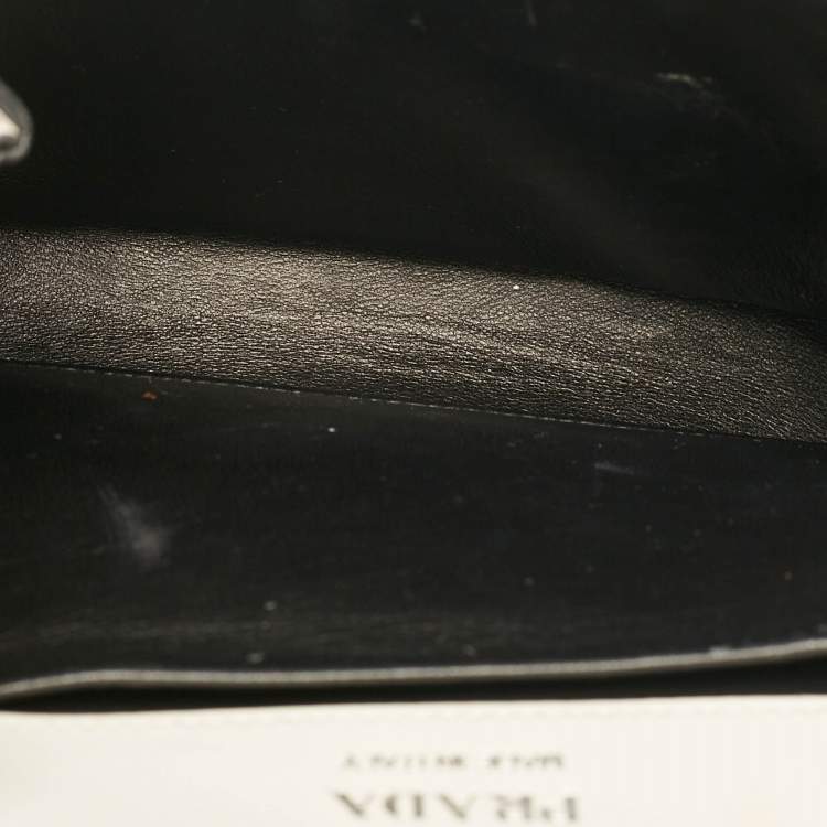 Pre Owned Prada Black/White Leather Sidonie Shoulder Bag