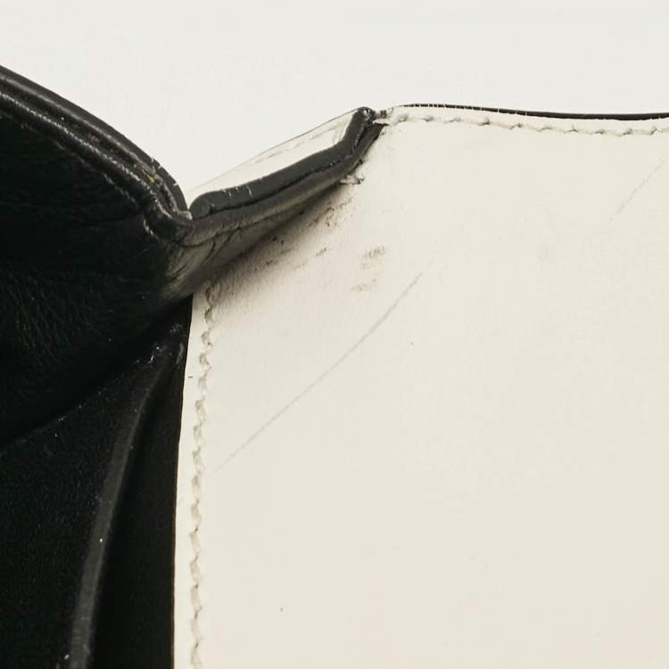 Pre Owned Prada Black/White Leather Sidonie Shoulder Bag