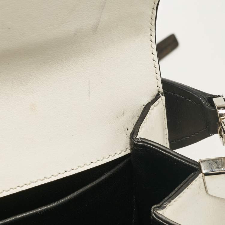 Pre Owned Prada Black/White Leather Sidonie Shoulder Bag