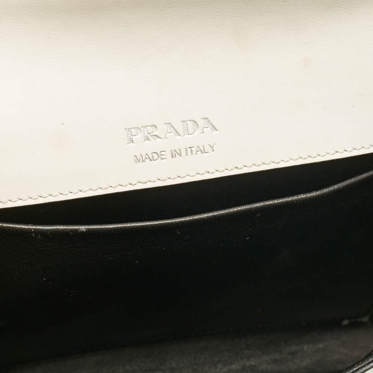 Pre Owned Prada Black/White Leather Sidonie Shoulder Bag