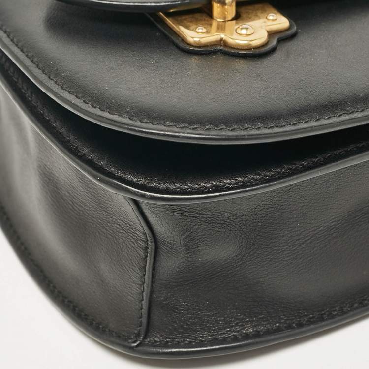 Pre Owned Prada Black Leather Cahier Flap Crossbody Bag
