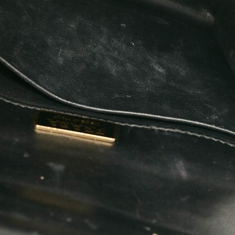 Pre Owned Prada Black Leather Cahier Flap Crossbody Bag