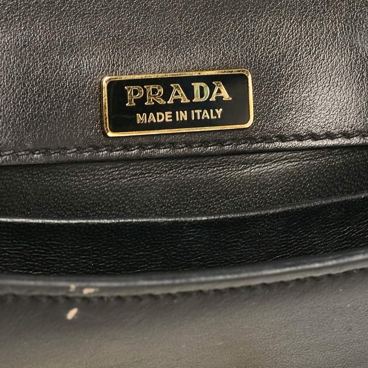 Pre Owned Prada Black Leather Cahier Flap Crossbody Bag