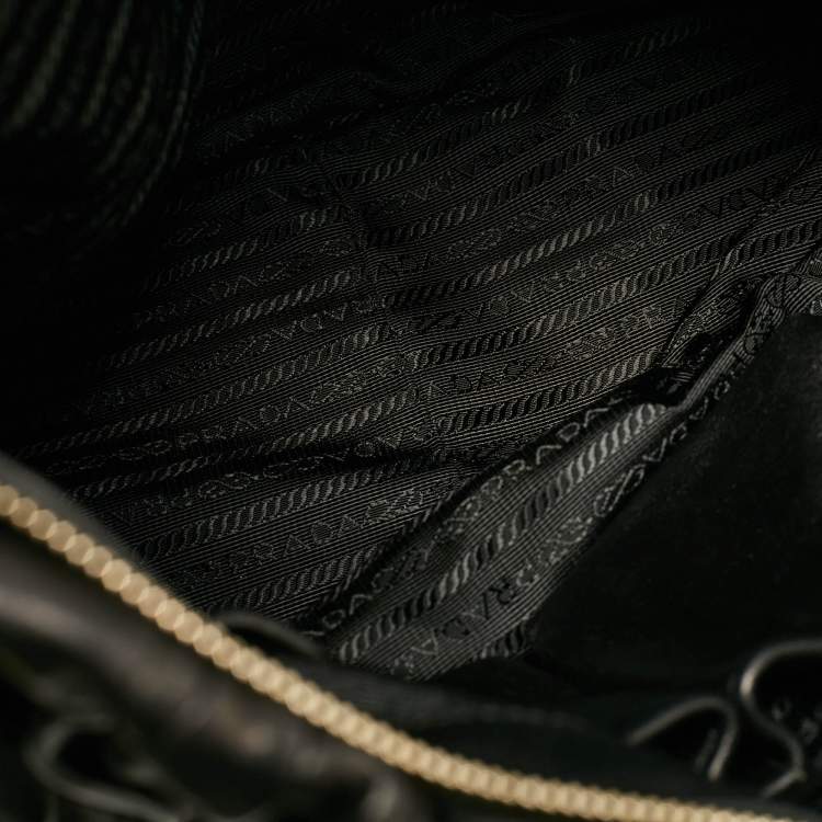 Pre Owned Prada Black Leather Gaufre Tote