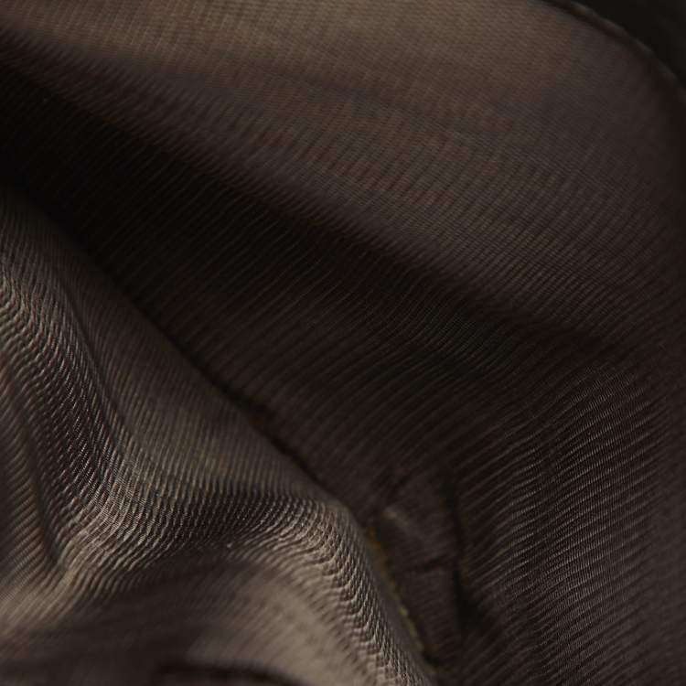 Pre Owned Prada Dark Brown Satin Triangle Logo Compact Bifold Wallet