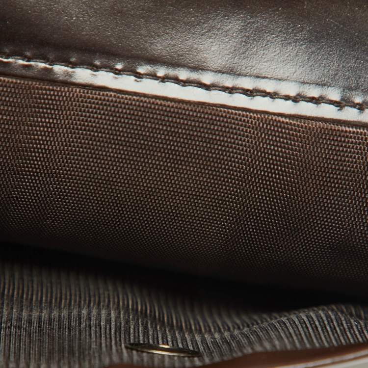 Pre Owned Prada Dark Brown Satin Triangle Logo Compact Bifold Wallet