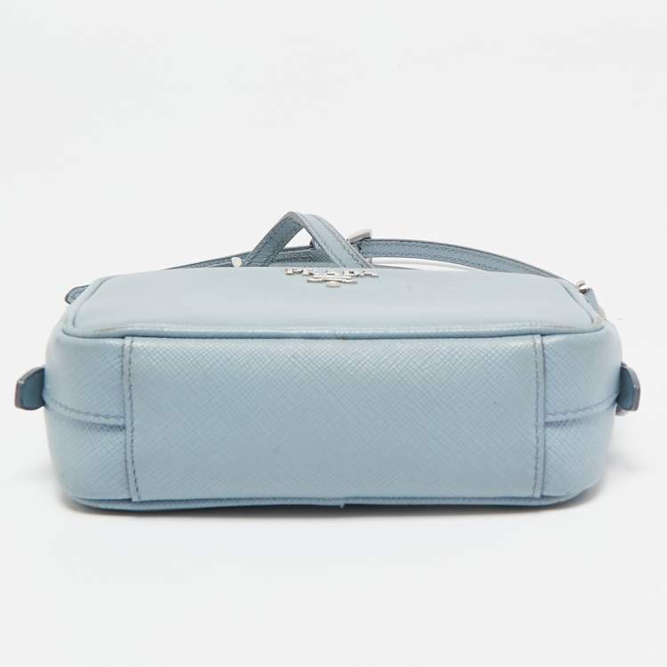 Pre Owned Prada Light Blue Saffiano Lux Leather Mini Camera Crossbody Bag