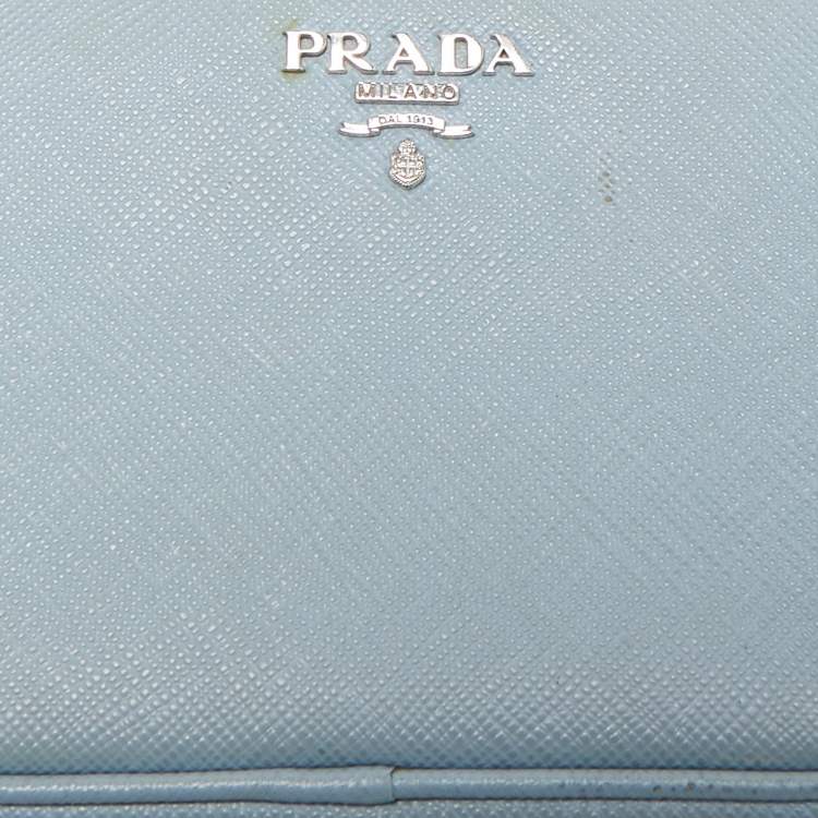 Pre Owned Prada Light Blue Saffiano Lux Leather Mini Camera Crossbody Bag