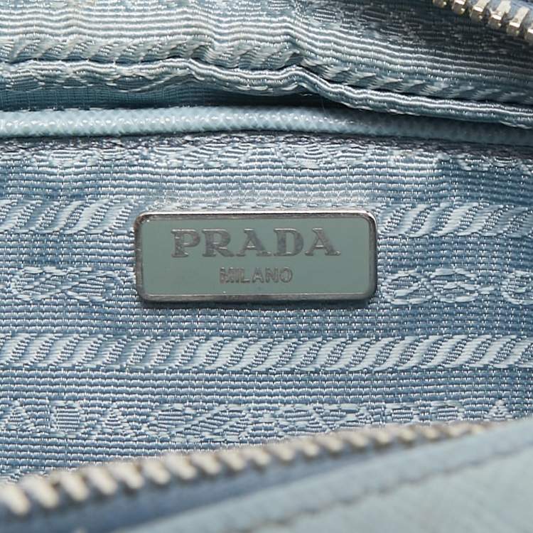 Pre Owned Prada Light Blue Saffiano Lux Leather Mini Camera Crossbody Bag