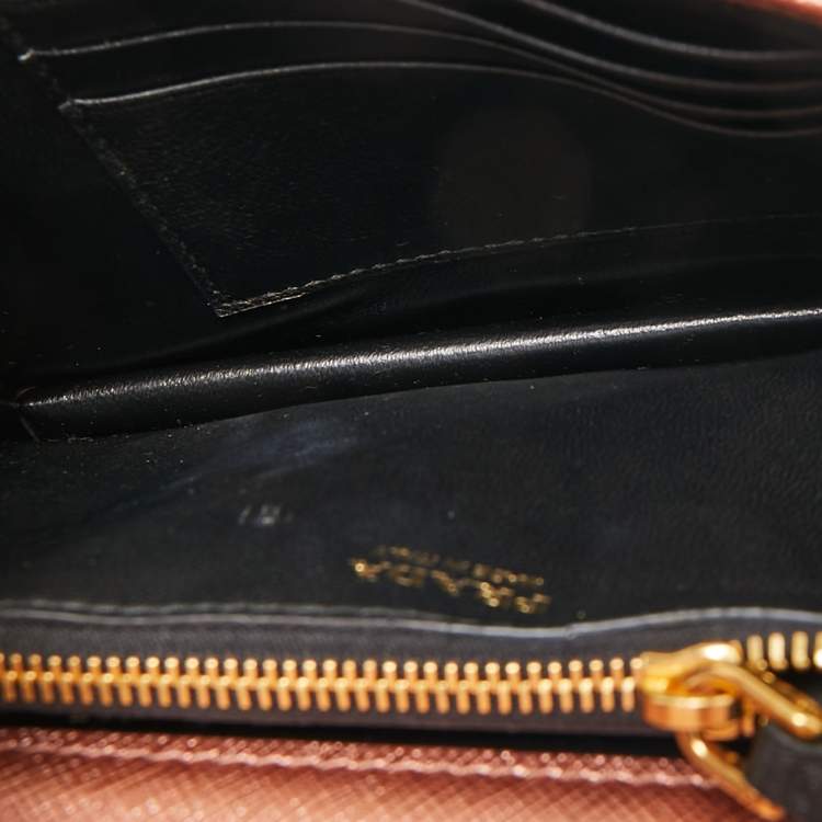 Pre Owned Prada Rose Gold Saffiano Lux Leather Flap Clutch Bag