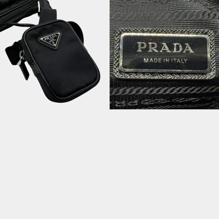 Pre Owned Prada Nylon Black Silver Shoulder Bag
