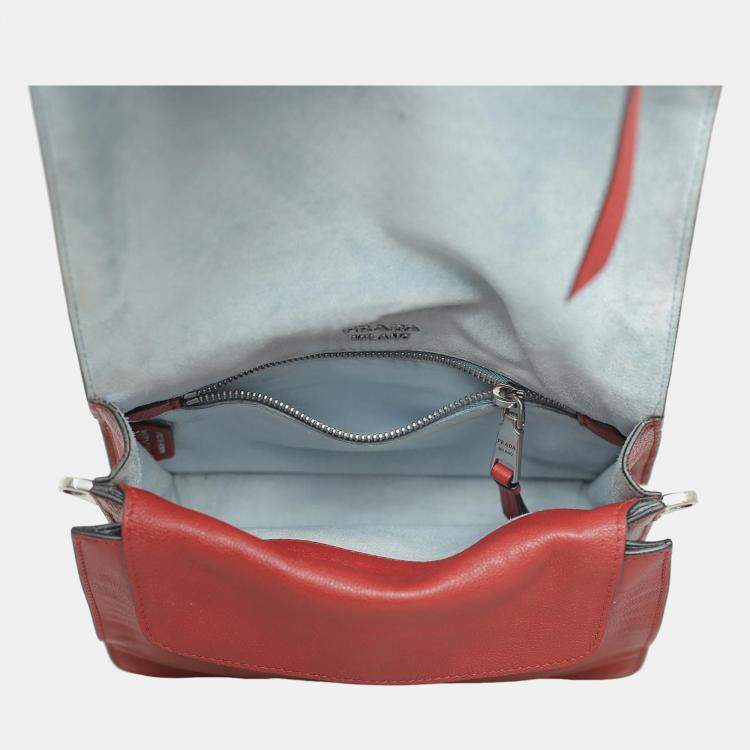 Pre Owned Prada Glace Calf Etiquette Crossbody Bag