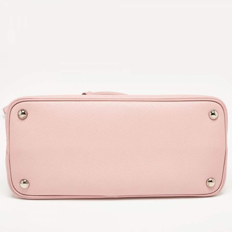 Pre Owned Prada Pink Saffiano Cuir Leather Small Double Handle Tote