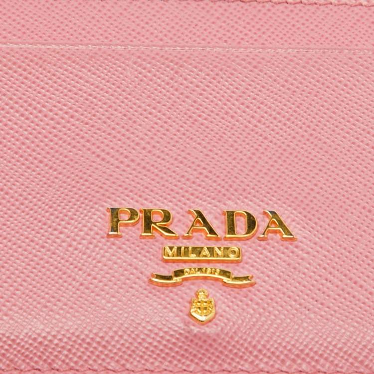 مملوكة مسبقًا Prada Pink  Saffiano Metal Leather Card Holder 