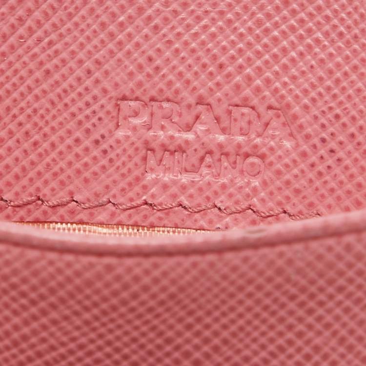 مملوكة مسبقًا Prada Pink  Saffiano Metal Leather Card Holder 