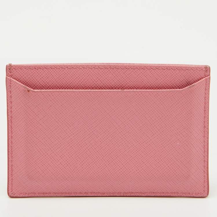 مملوكة مسبقًا Prada Pink  Saffiano Metal Leather Card Holder 