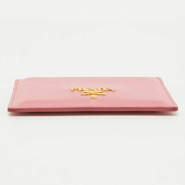 مملوكة مسبقًا Prada Pink  Saffiano Metal Leather Card Holder 