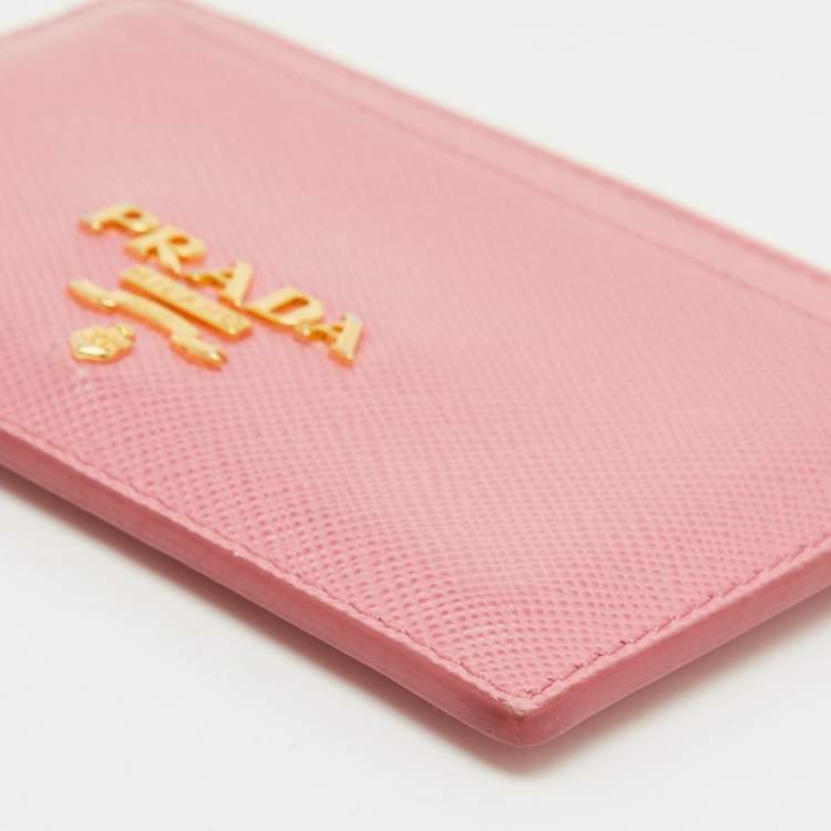 مملوكة مسبقًا Prada Pink  Saffiano Metal Leather Card Holder 