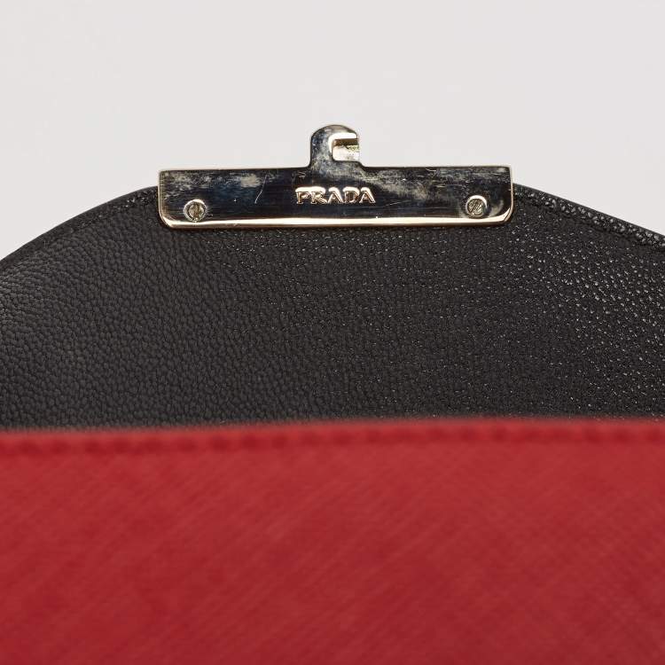 Pre Owned Prada Orange/Red Saffiano Leather Sound Flap Bag