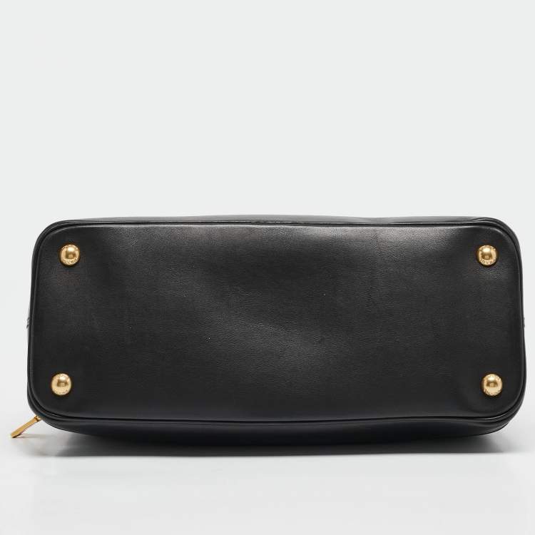 Pre Owned Prada Black Soft Calf Leather Double Zip Satchel