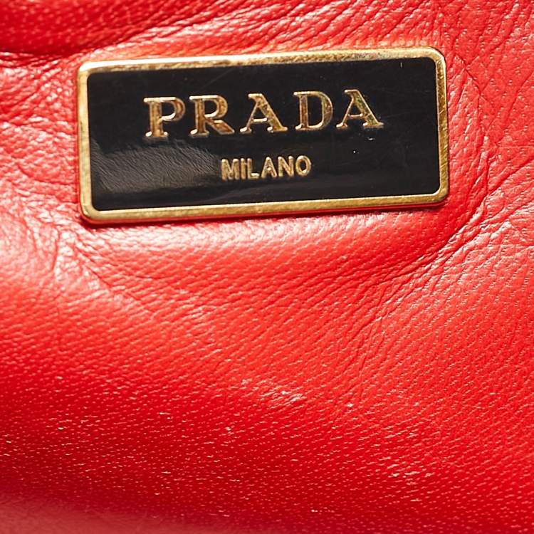 Pre Owned Prada Black Soft Calf Leather Double Zip Satchel