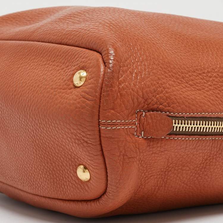 مملوكة مسبقًا Prada Brown Vitello Daino Leather Side Zip Tote